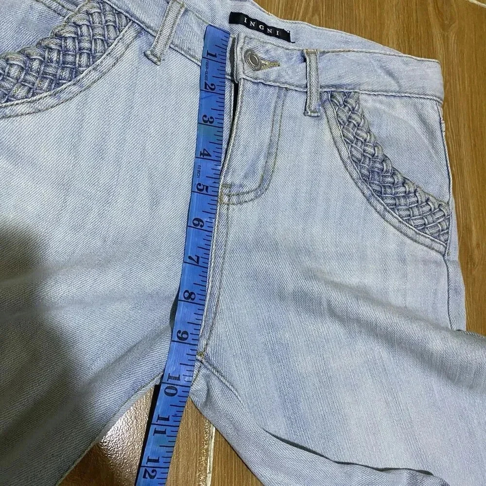 VTG Y2K Ingni Jeans Light Wash Blue Wide Leg Women’s Size M Pocket - Picture 3 of 11